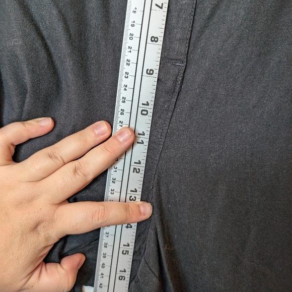 Pennington Black Linen Blend Wide-Leg Pant Ruffle Stretch Tie Waist 1X Women - Picture 10 of 11